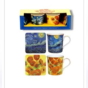 Vincent van Gogh Starry Night & Sunflowers China Mug and Coasters Set